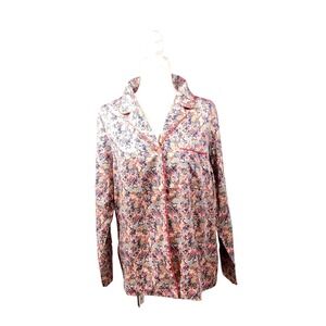 Boden Shirt Womens 10 Orange Floral  British Style Long Sleeve Button Up  New